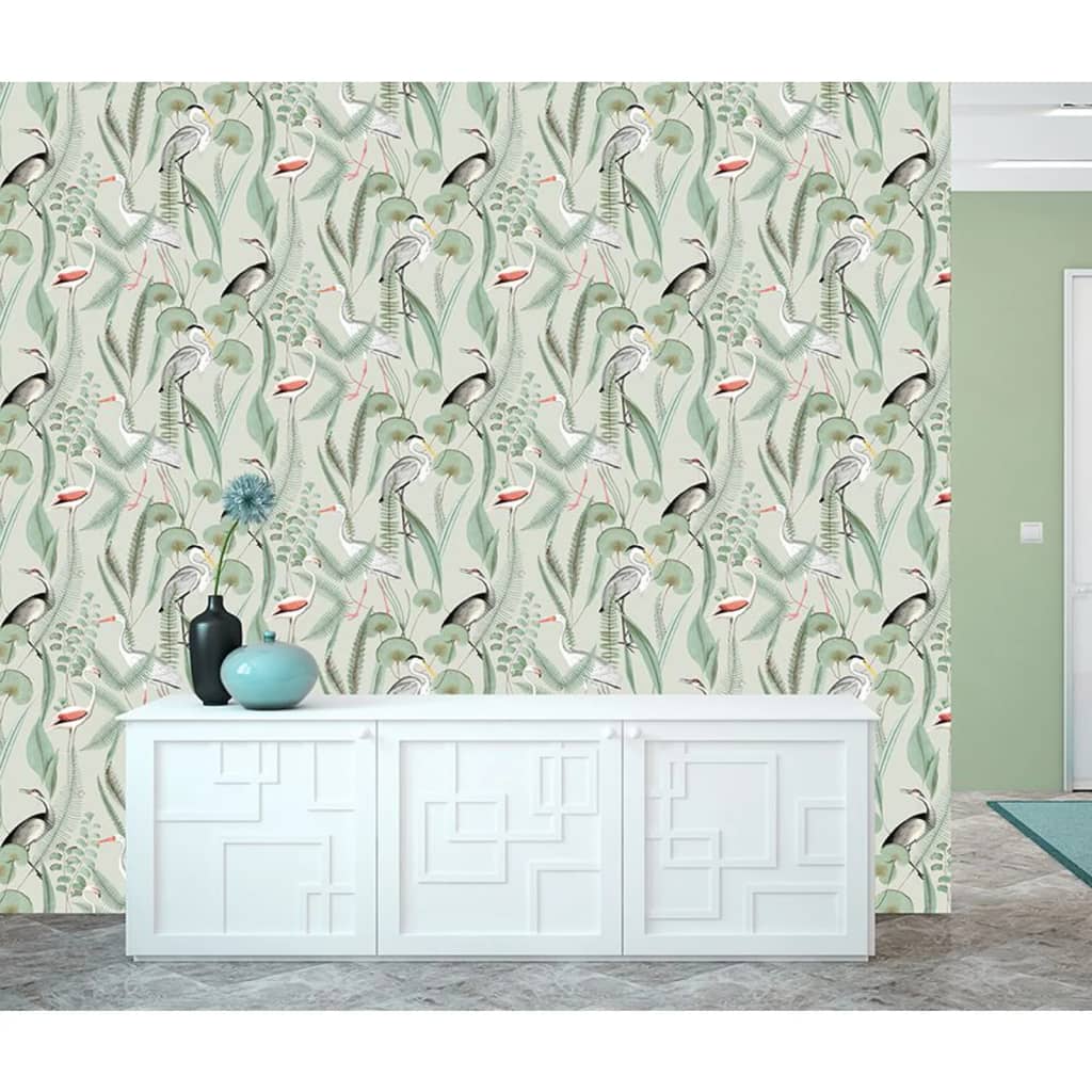 DUTCH WALLCOVERINGS Behang Flamingo mintkleurig