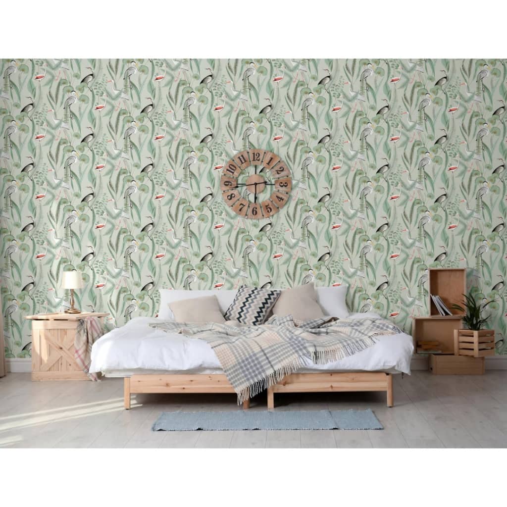 DUTCH WALLCOVERINGS Behang Flamingo mintkleurig