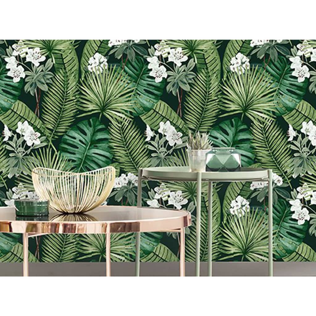 DUTCH WALLCOVERINGS Behang Eden zwart en donkergroen