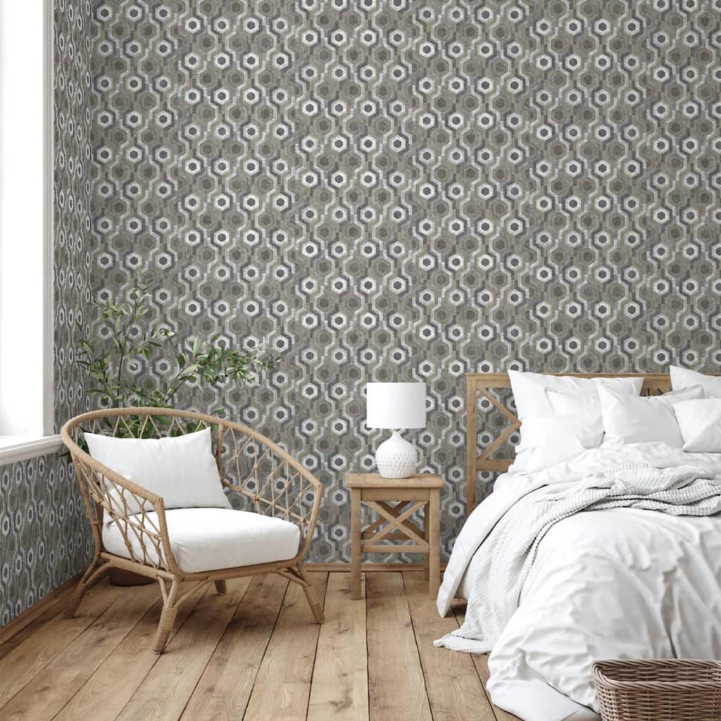 DUTCH WALLCOVERINGS Behang Galactic zilverkleurig en bruin