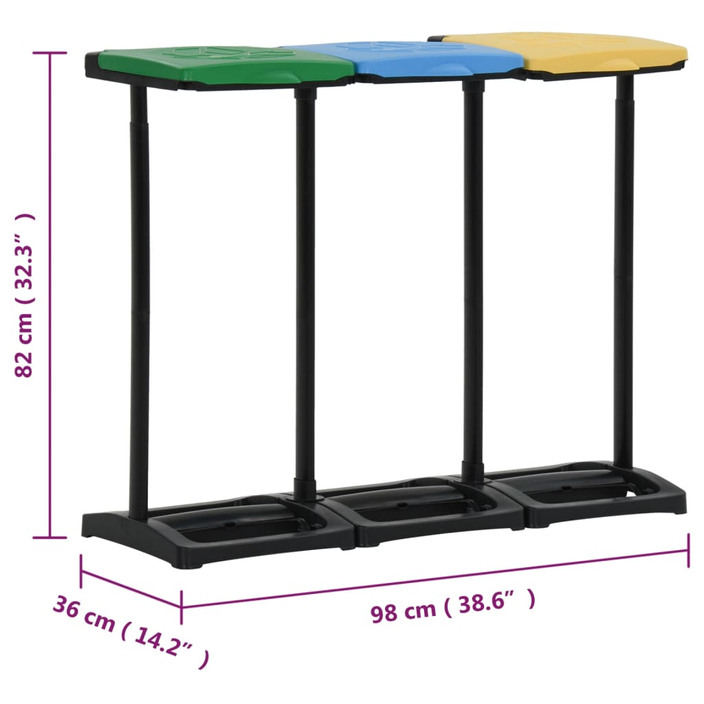 340989 Afvalzakstandaards met deksel 240-330 L PP meerkleurig - Griffin Retail