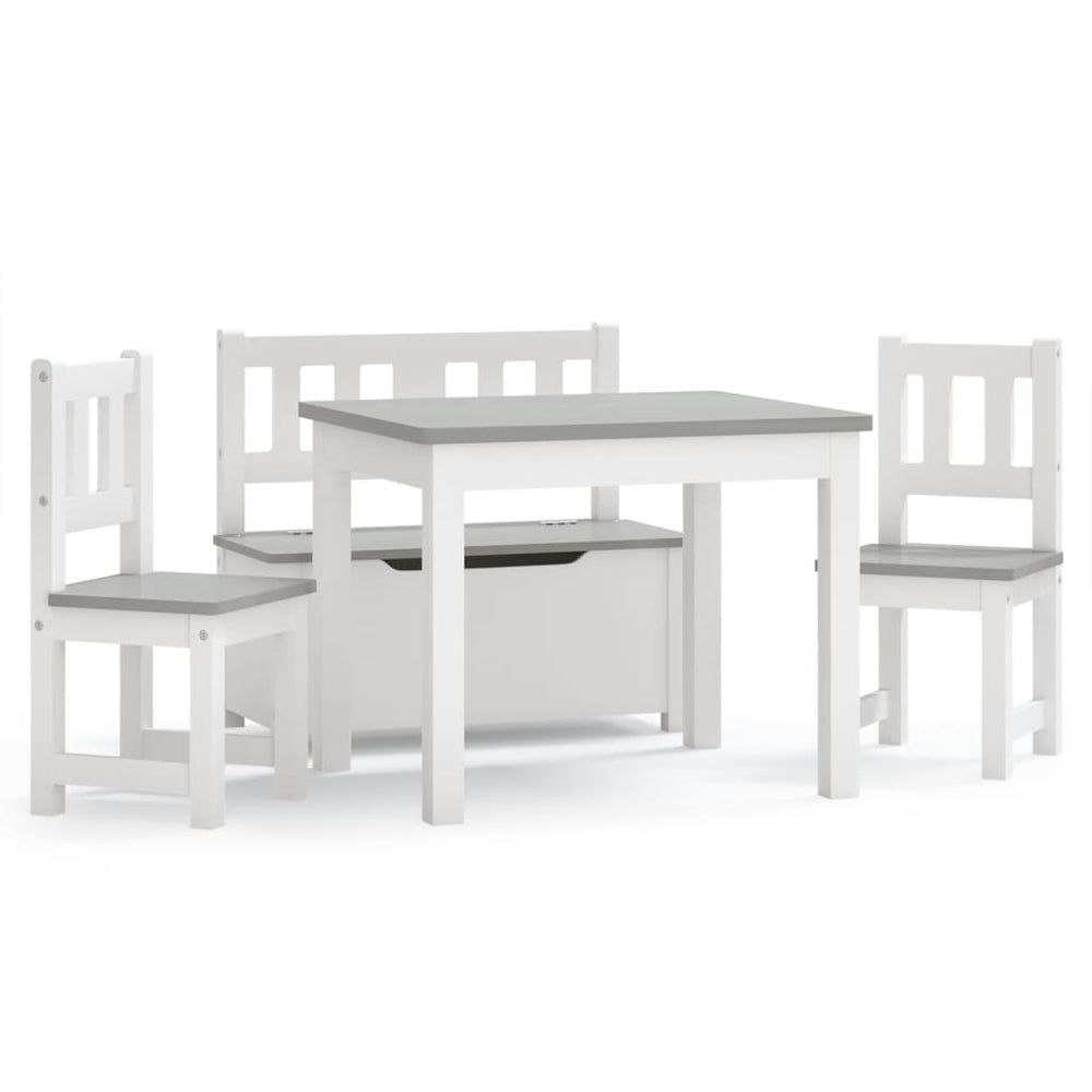 4-delige Kindertafel- en stoelenset MDF wit en grijs - Griffin Retail