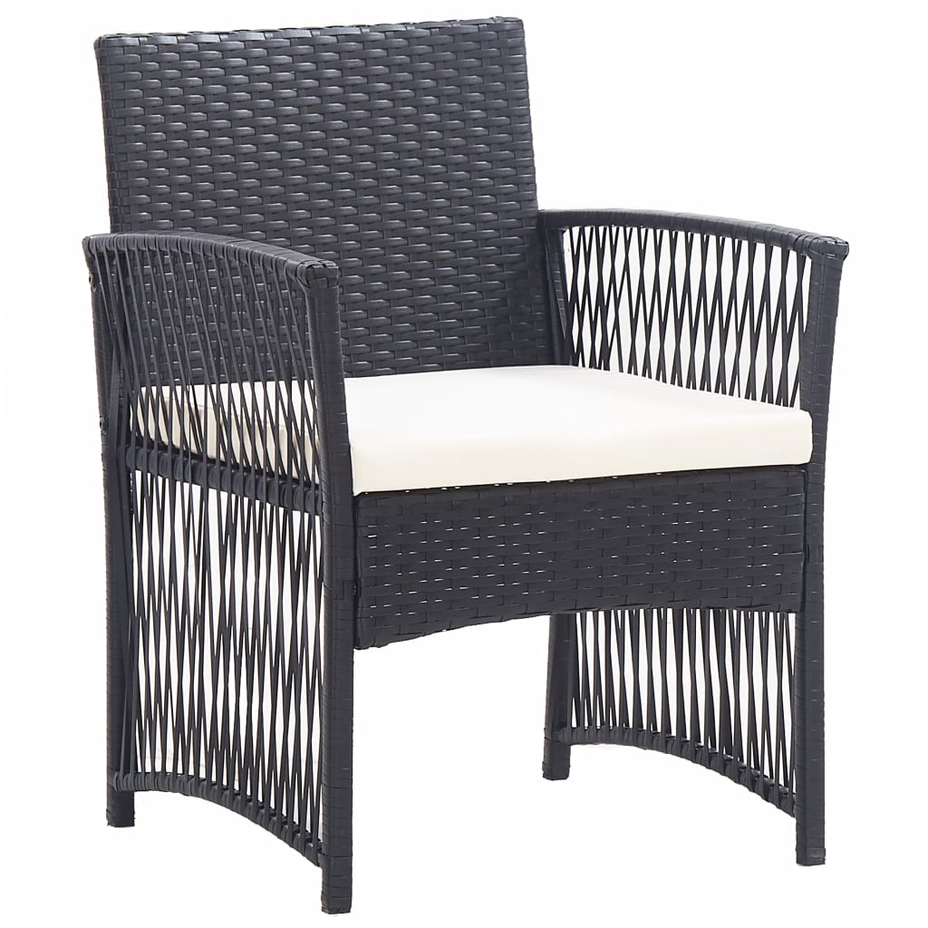 4-delige Loungeset met kussen poly rattan zwart - Griffin Retail