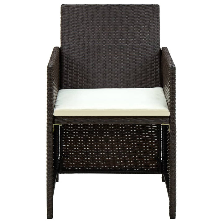 4-delige Loungeset met kussens poly rattan bruin - Griffin Retail