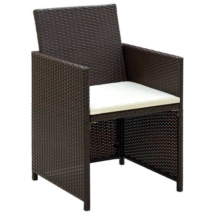 4-delige Loungeset met kussens poly rattan bruin - Griffin Retail