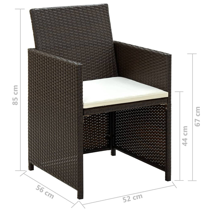 4-delige Loungeset met kussens poly rattan bruin - Griffin Retail