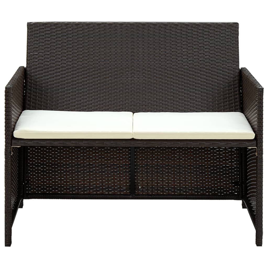 4-delige Loungeset met kussens poly rattan bruin - Griffin Retail