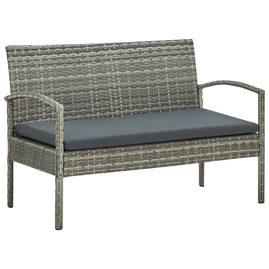 4-delige Loungeset met kussens poly rattan grijs - Griffin Retail