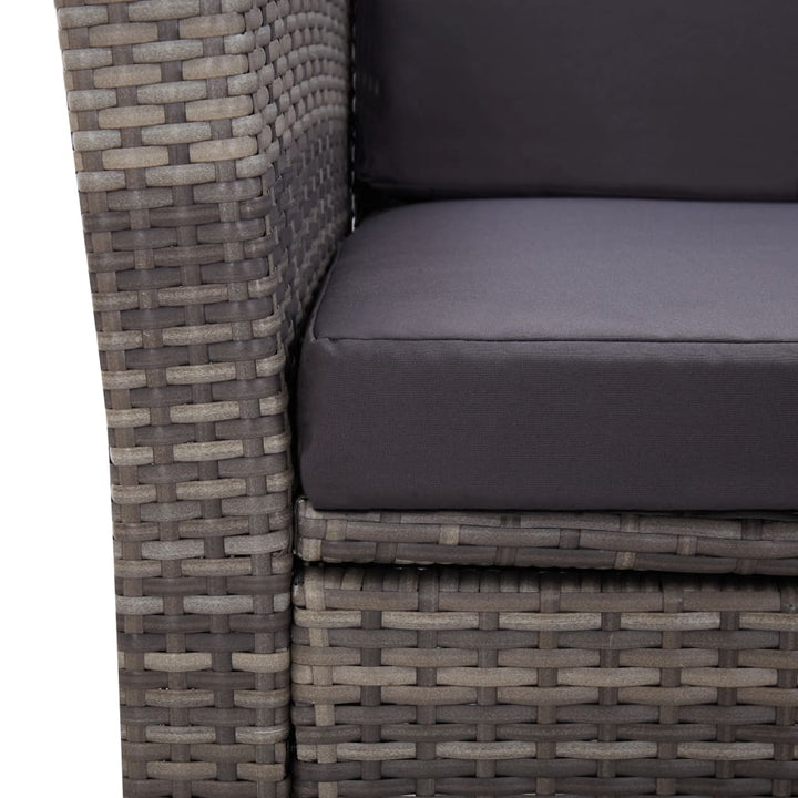 4-delige Loungeset met kussens poly rattan grijs - Griffin Retail