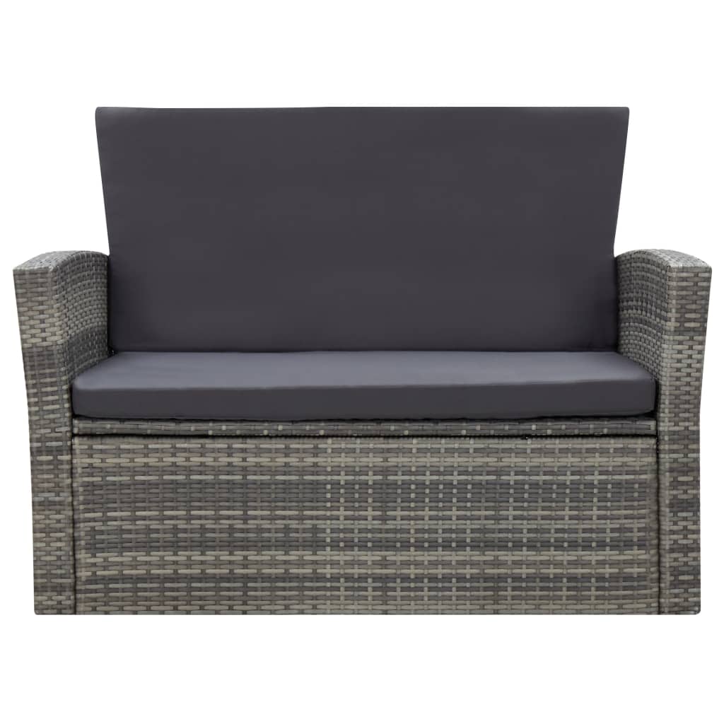 4-delige Loungeset met kussens poly rattan grijs - Griffin Retail