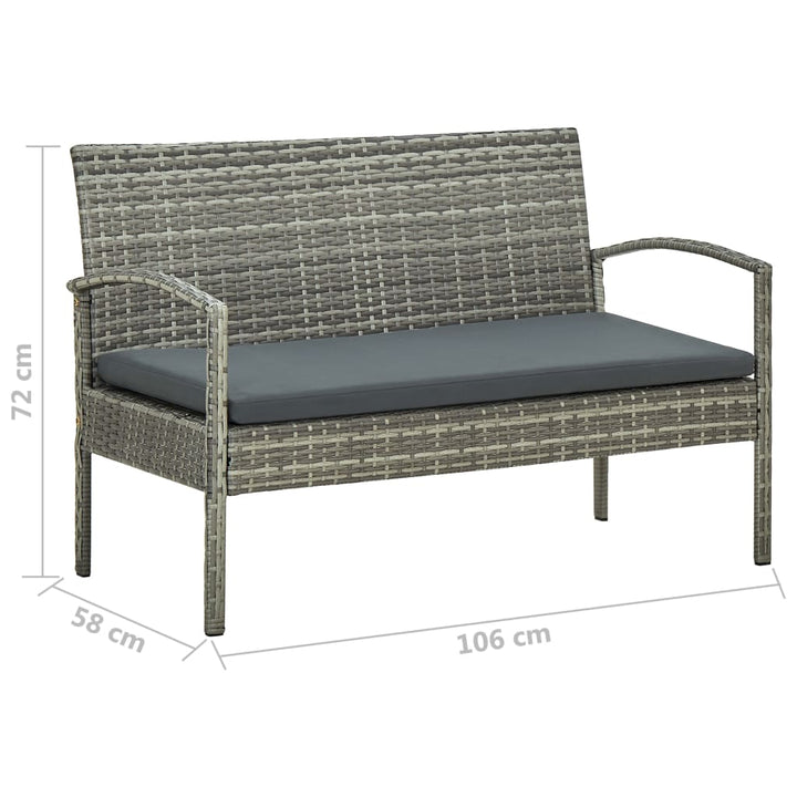 4-delige Loungeset met kussens poly rattan grijs - Griffin Retail