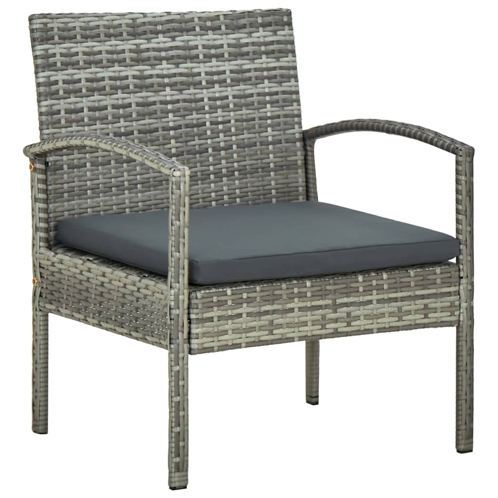 4-delige Loungeset met kussens poly rattan grijs - Griffin Retail