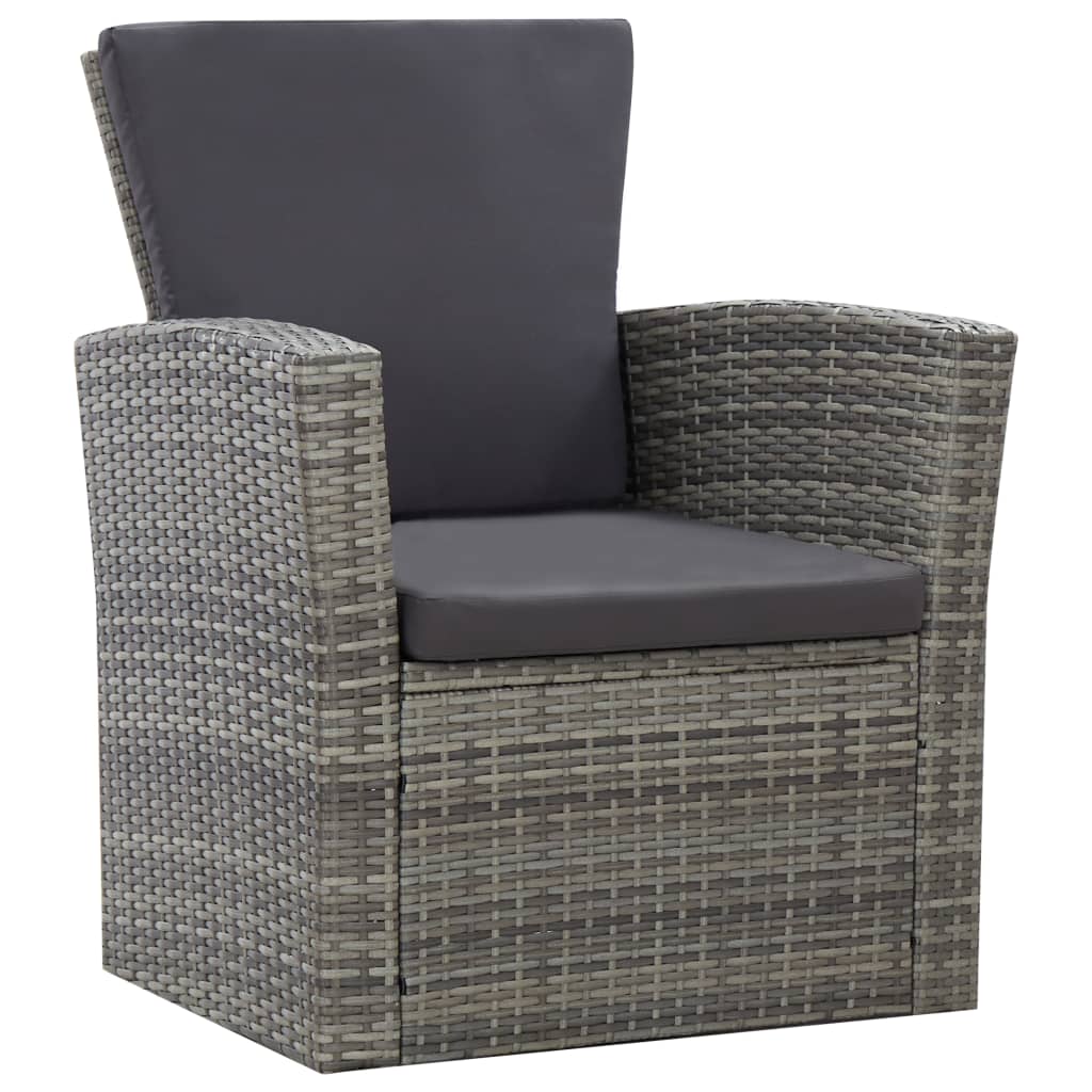 4-delige Loungeset met kussens poly rattan grijs - Griffin Retail