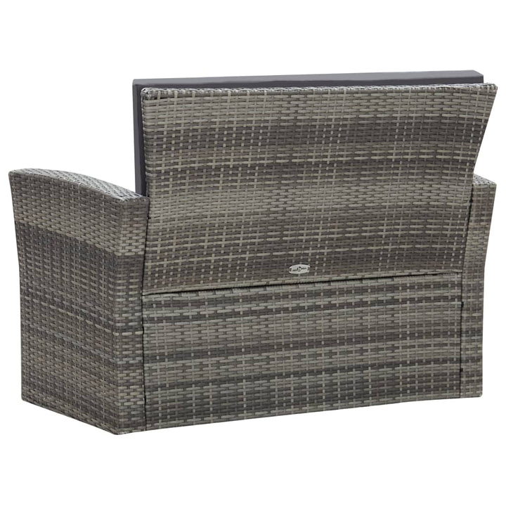 4-delige Loungeset met kussens poly rattan grijs - Griffin Retail