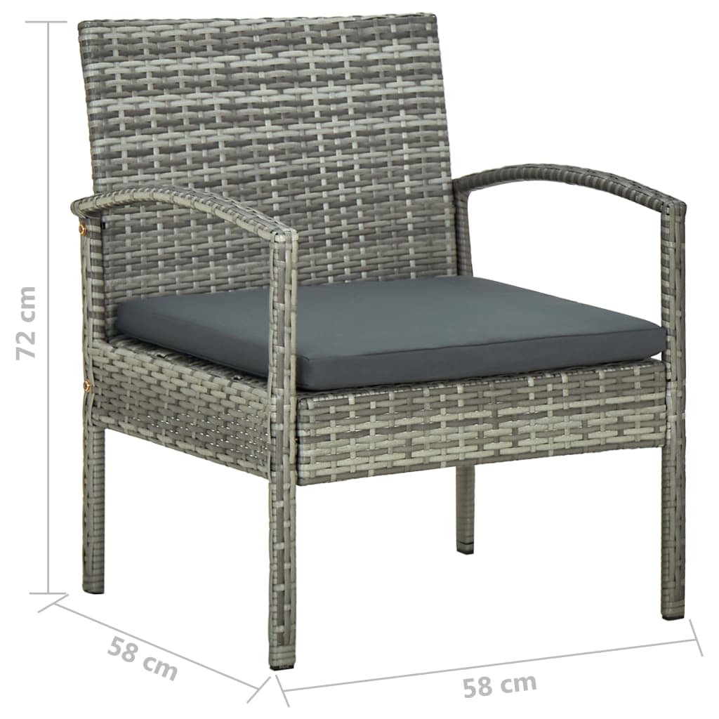 4-delige Loungeset met kussens poly rattan grijs - Griffin Retail