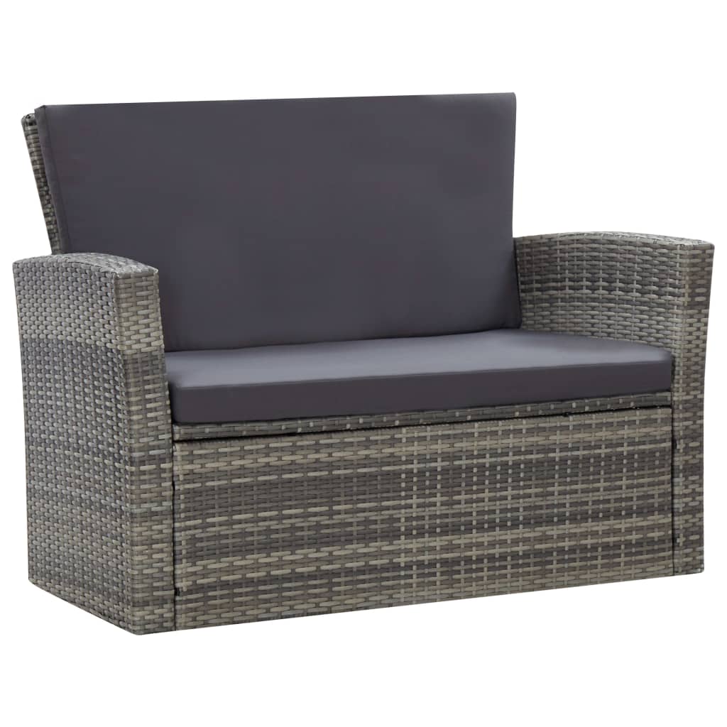 4-delige Loungeset met kussens poly rattan grijs - Griffin Retail