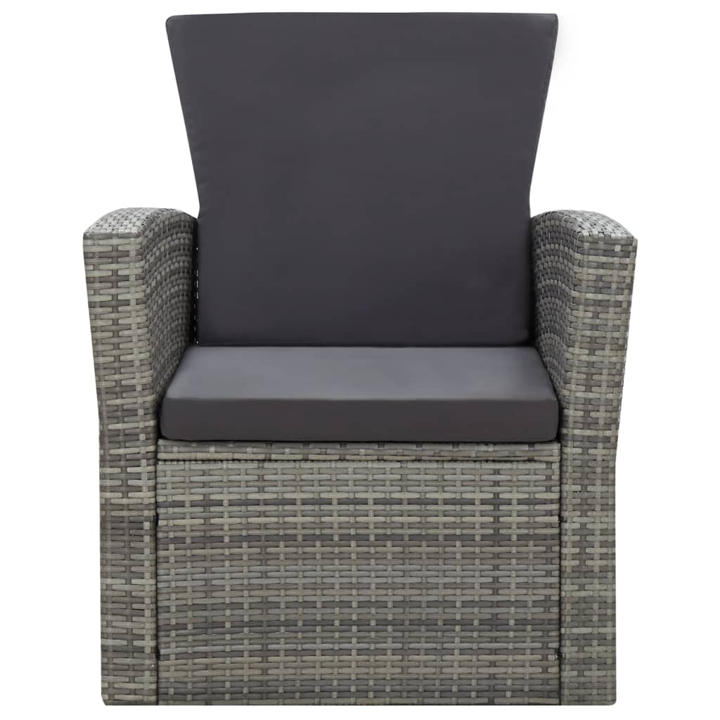 4-delige Loungeset met kussens poly rattan grijs - Griffin Retail