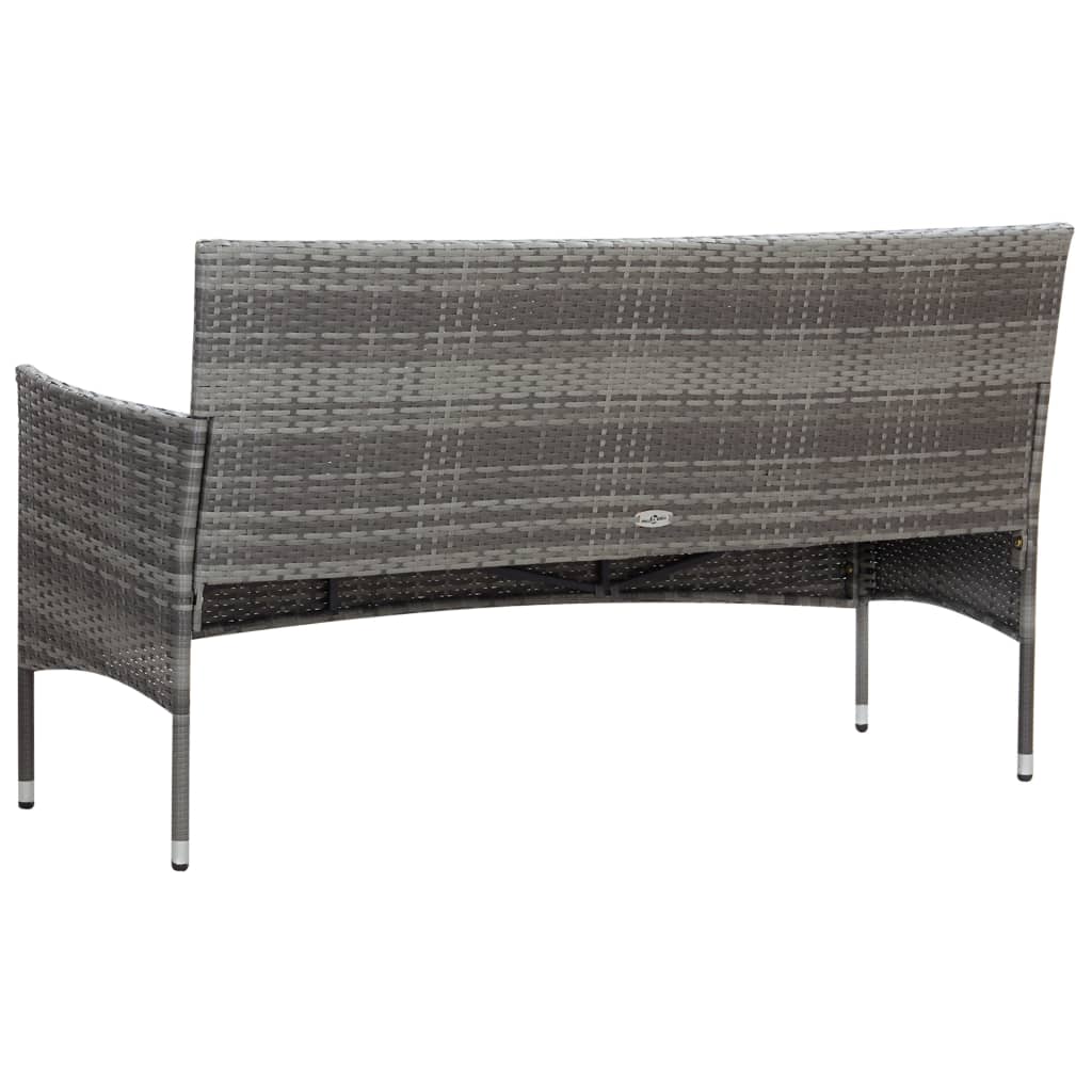 4-delige Loungeset met kussens poly rattan grijs - Griffin Retail