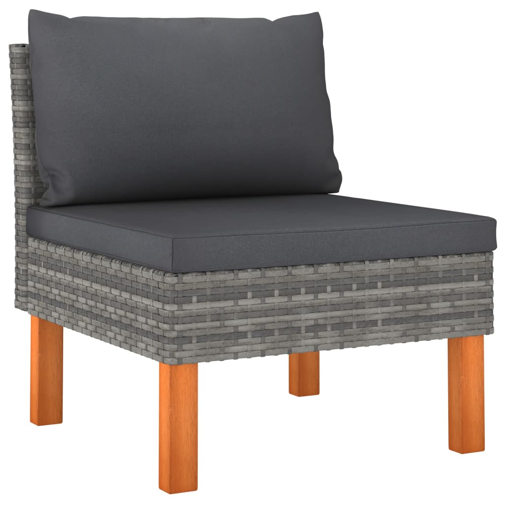 4-delige Loungeset met kussens poly rattan grijs - Griffin Retail