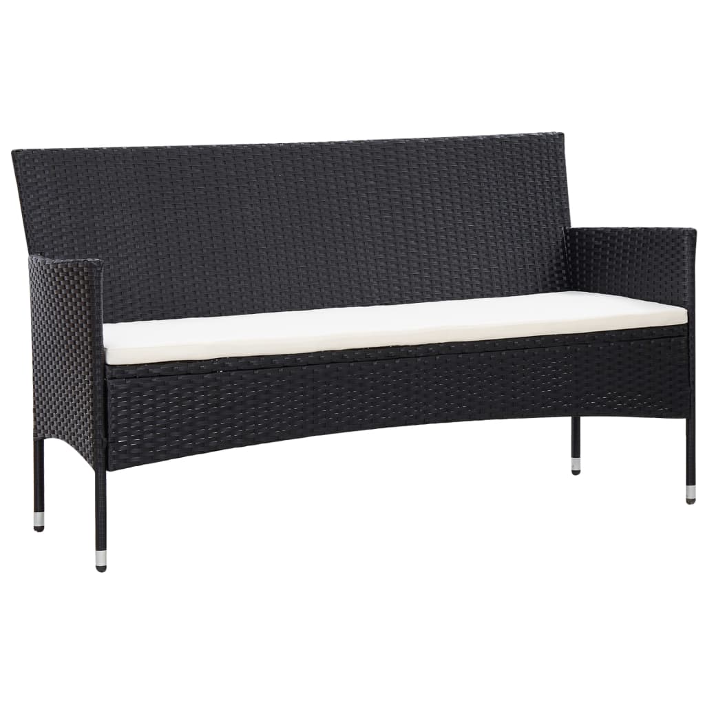 4-delige Loungeset met kussens poly rattan zwart - Griffin Retail