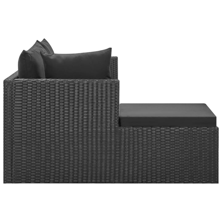 4-delige Loungeset met kussens poly rattan zwart - Griffin Retail