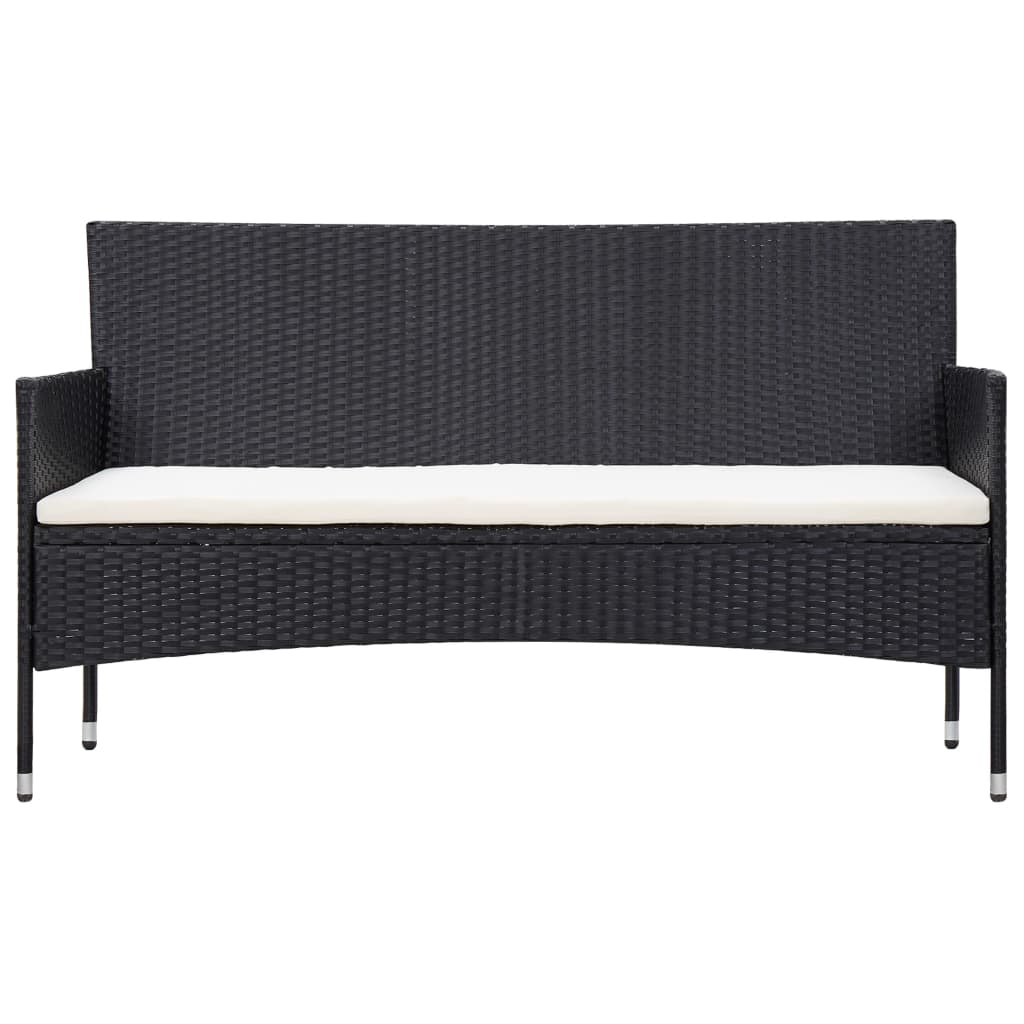 4-delige Loungeset met kussens poly rattan zwart - Griffin Retail