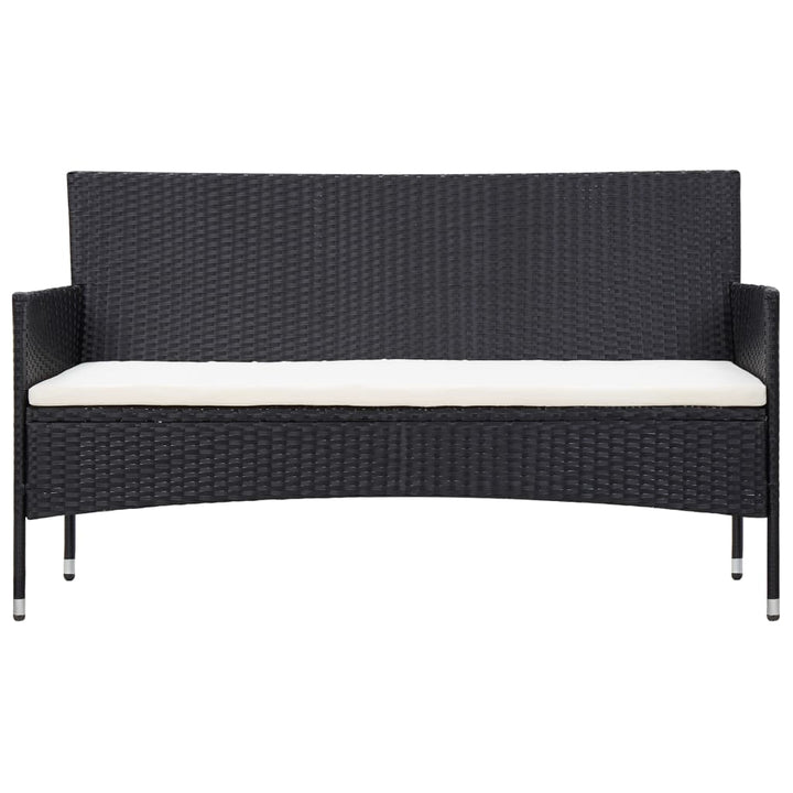 4-delige Loungeset met kussens poly rattan zwart - Griffin Retail