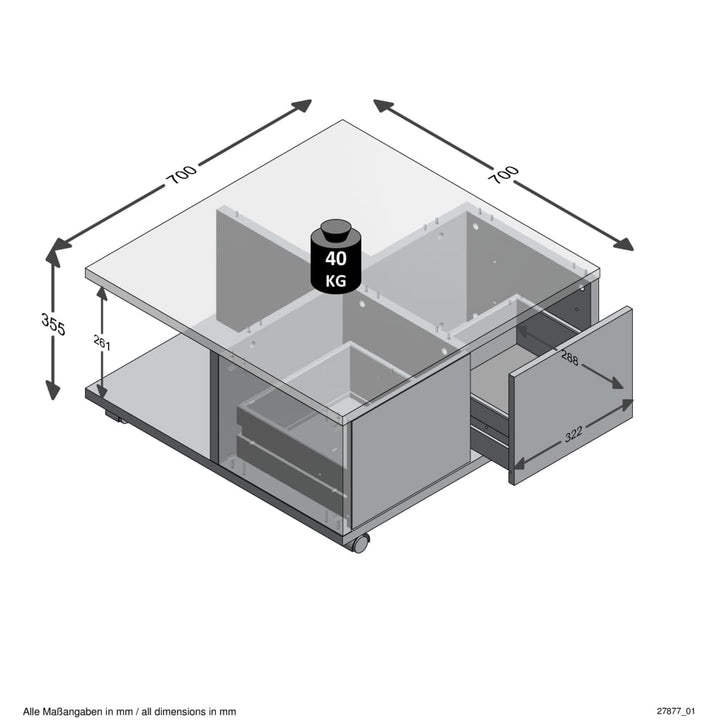 FMD Salontafel verrijdbaar artisan eikenkleurig