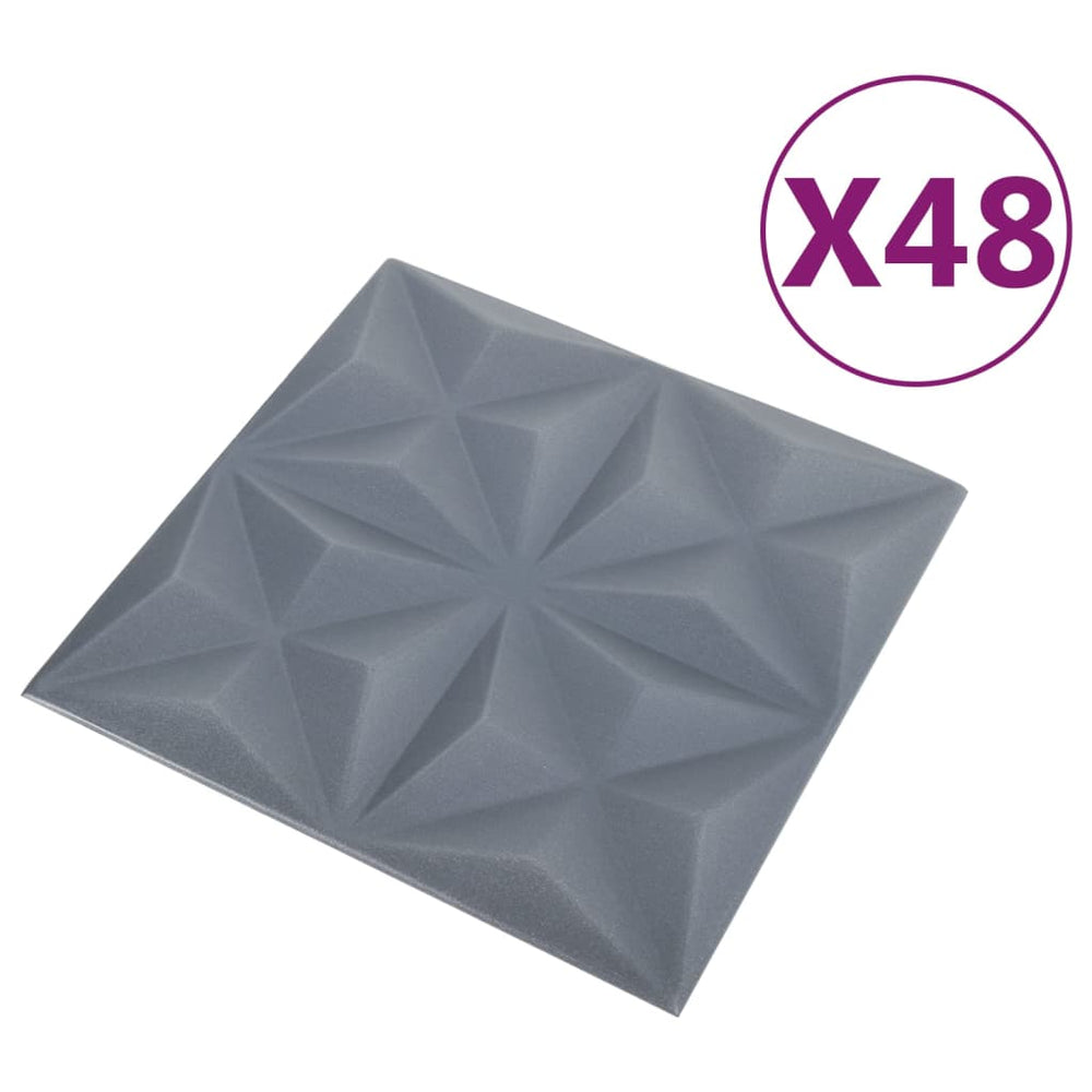 48 st Wandpanelen 3D 12 m² 50x50 cm origamigrijs - Griffin Retail