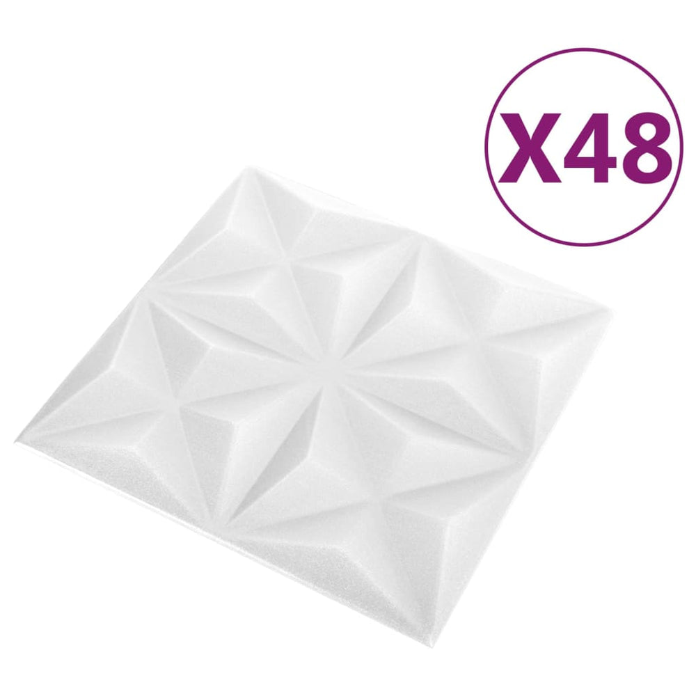 48 st Wandpanelen 3D 12 m² 50x50 cm origamiwit - Griffin Retail