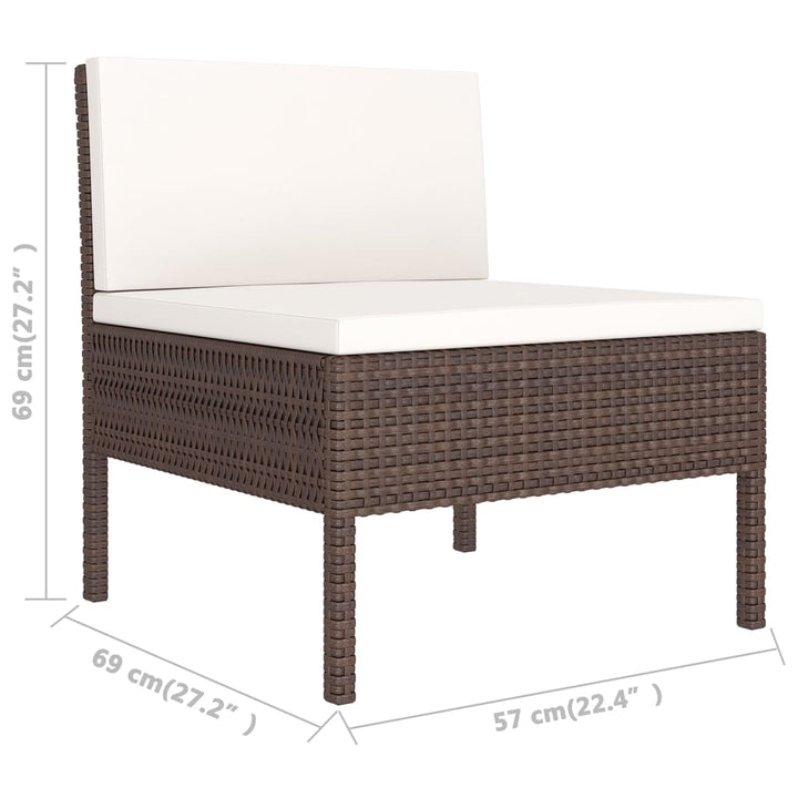 5-delige Loungeset met kussens poly rattan bruin - Griffin Retail