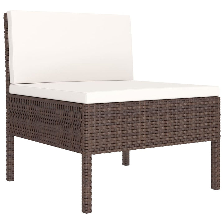 5-delige Loungeset met kussens poly rattan bruin - Griffin Retail