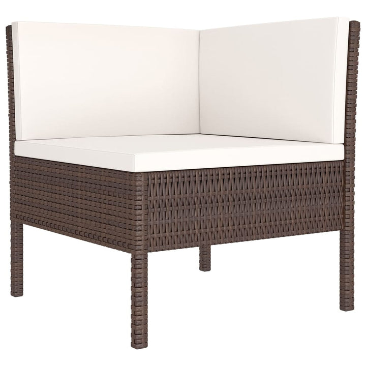 5-delige Loungeset met kussens poly rattan bruin - Griffin Retail