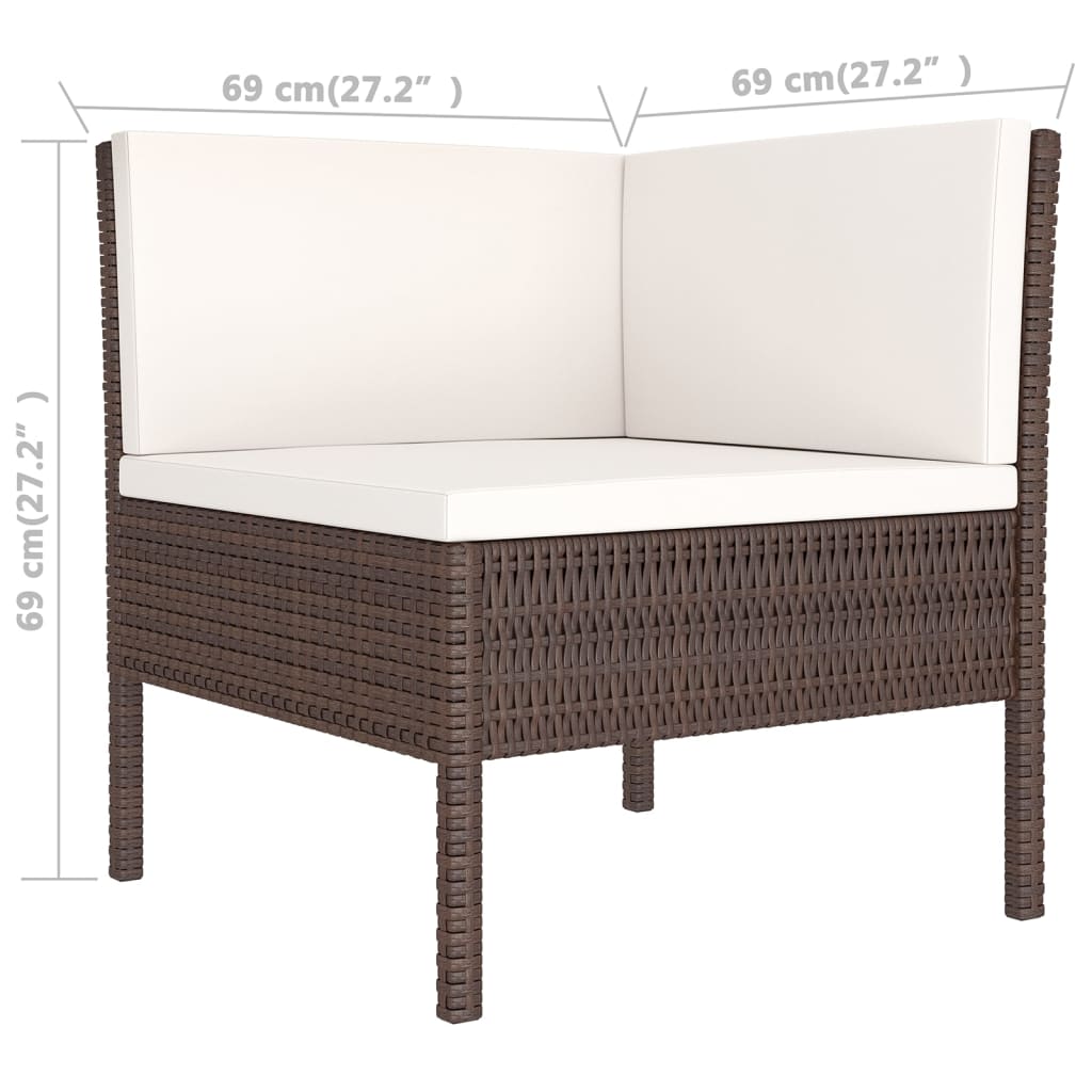 5-delige Loungeset met kussens poly rattan bruin - Griffin Retail