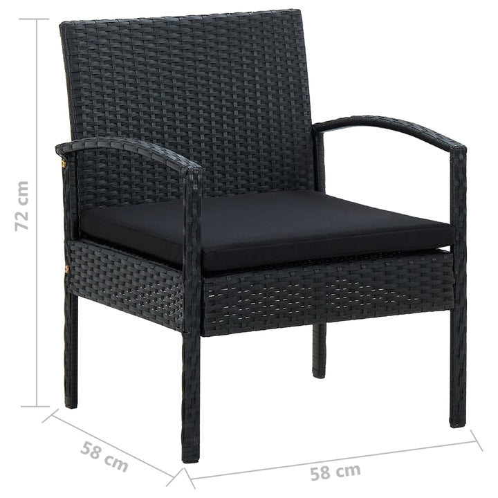 5-delige Loungeset met kussens poly rattan zwart - Griffin Retail