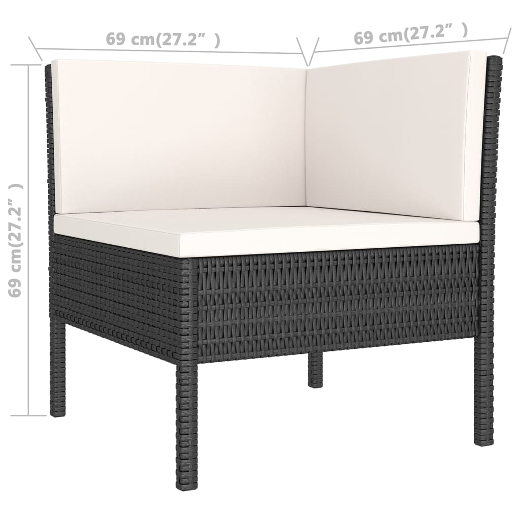 5-delige Loungeset met kussens poly rattan zwart - Griffin Retail