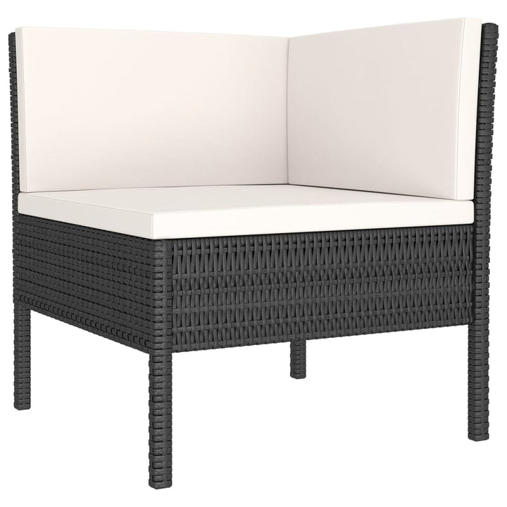 5-delige Loungeset met kussens poly rattan zwart - Griffin Retail