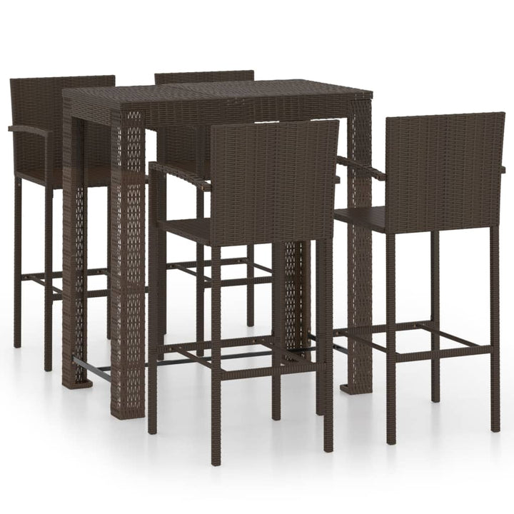 5-delige Tuinbarset met armleuningen poly rattan bruin - Griffin Retail