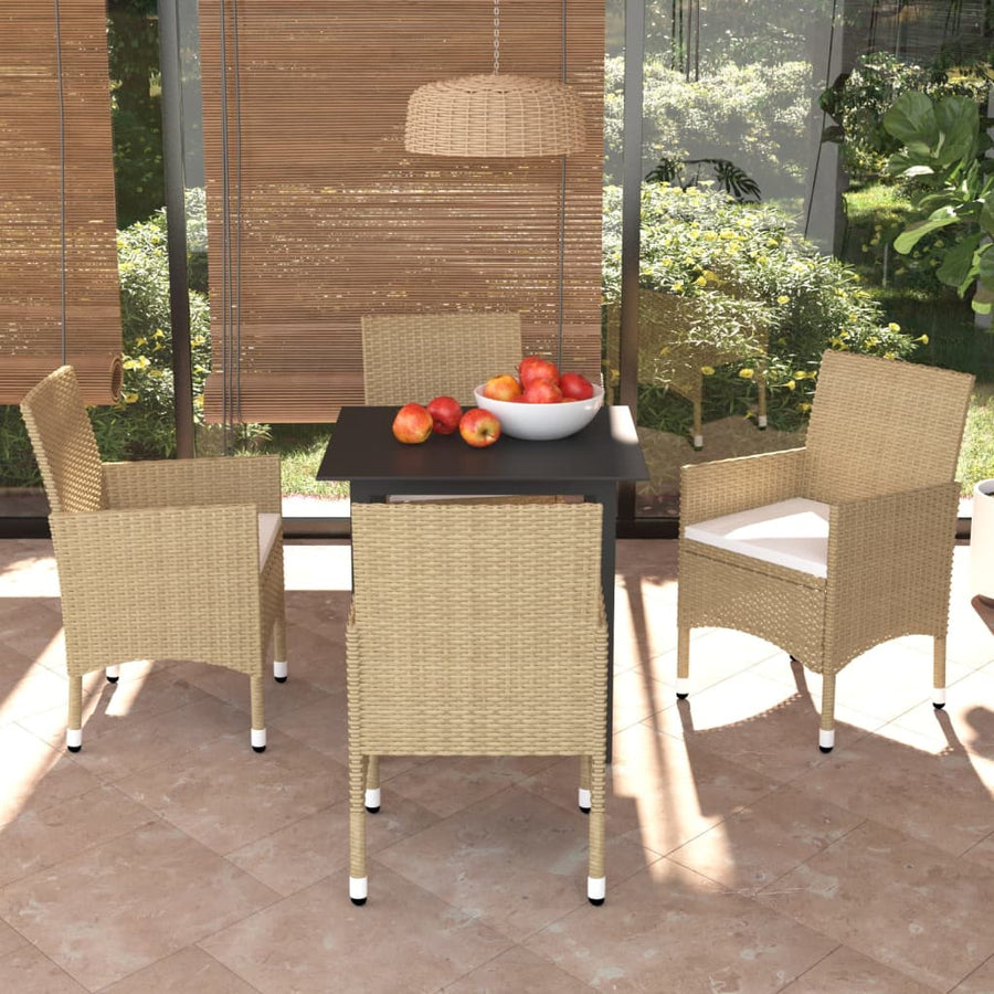 5-delige Tuinset met kussens poly rattan beige - Griffin Retail