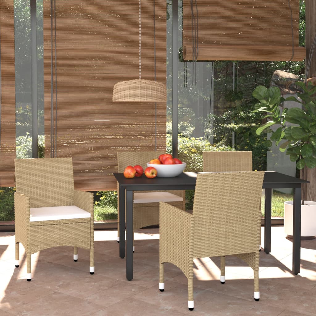 5-delige Tuinset met kussens poly rattan beige - Griffin Retail