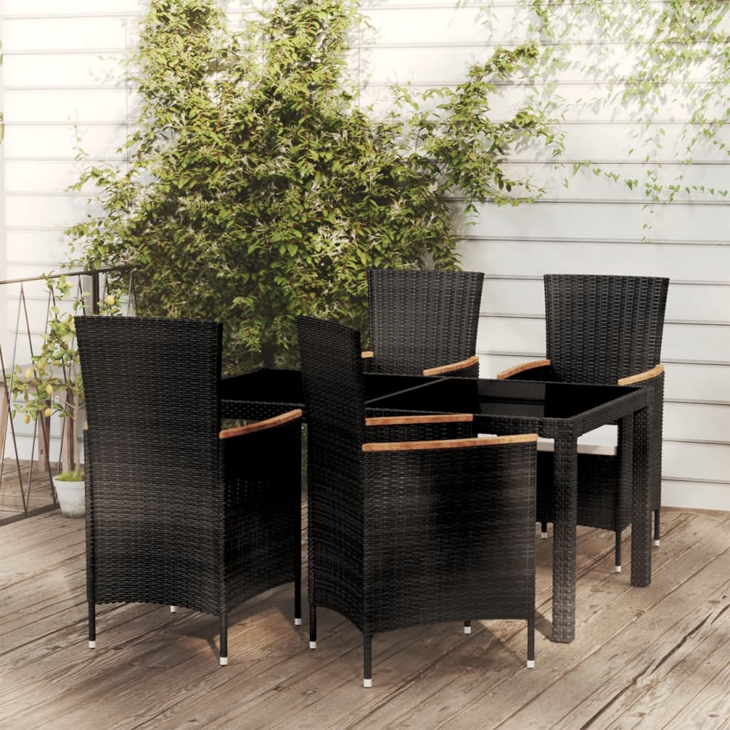 5-delige Tuinset met kussens poly rattan zwart - Griffin Retail