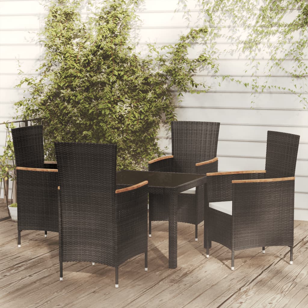 5-delige Tuinset met kussens poly rattan zwart - Griffin Retail