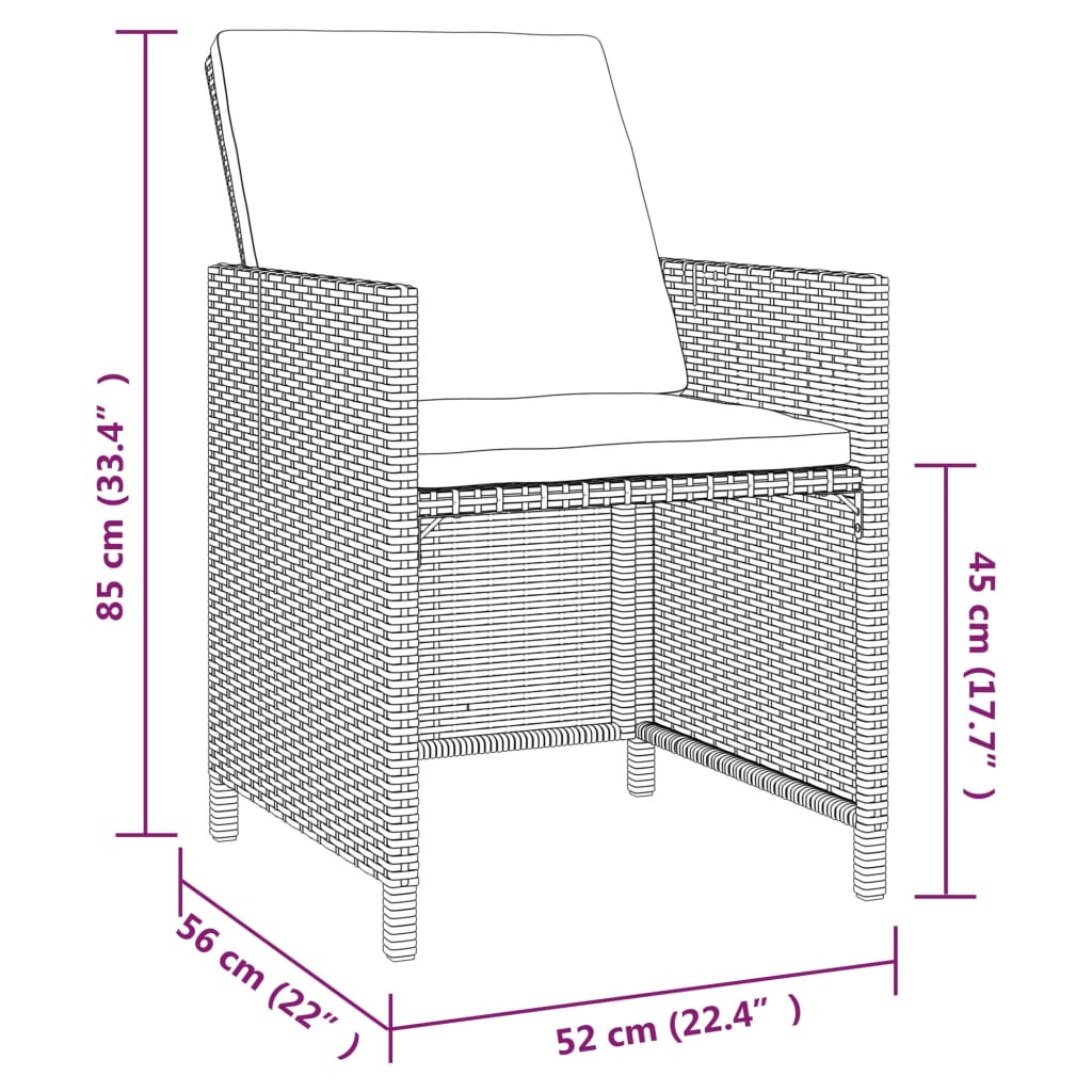 5-delige Tuinset met kussens poly rattan zwart - Griffin Retail