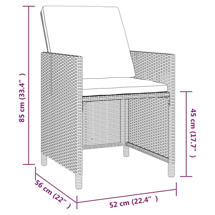 5-delige Tuinset met kussens poly rattan zwart - Griffin Retail