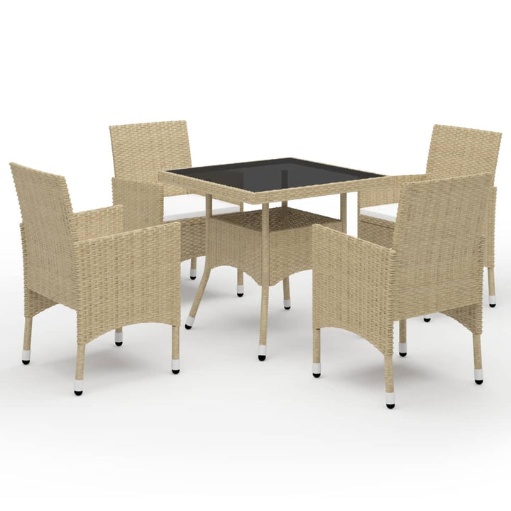 5-delige Tuinset poly rattan en glas beige - Griffin Retail