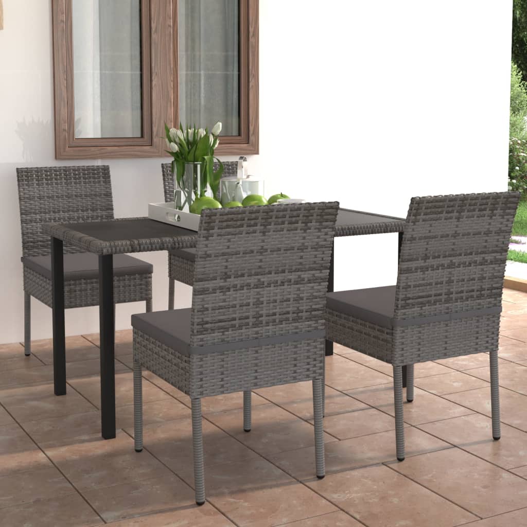 5-delige Tuinset poly rattan grijs - Griffin Retail