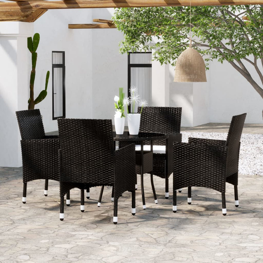 5-delige Tuinset poly rattan zwart - Griffin Retail