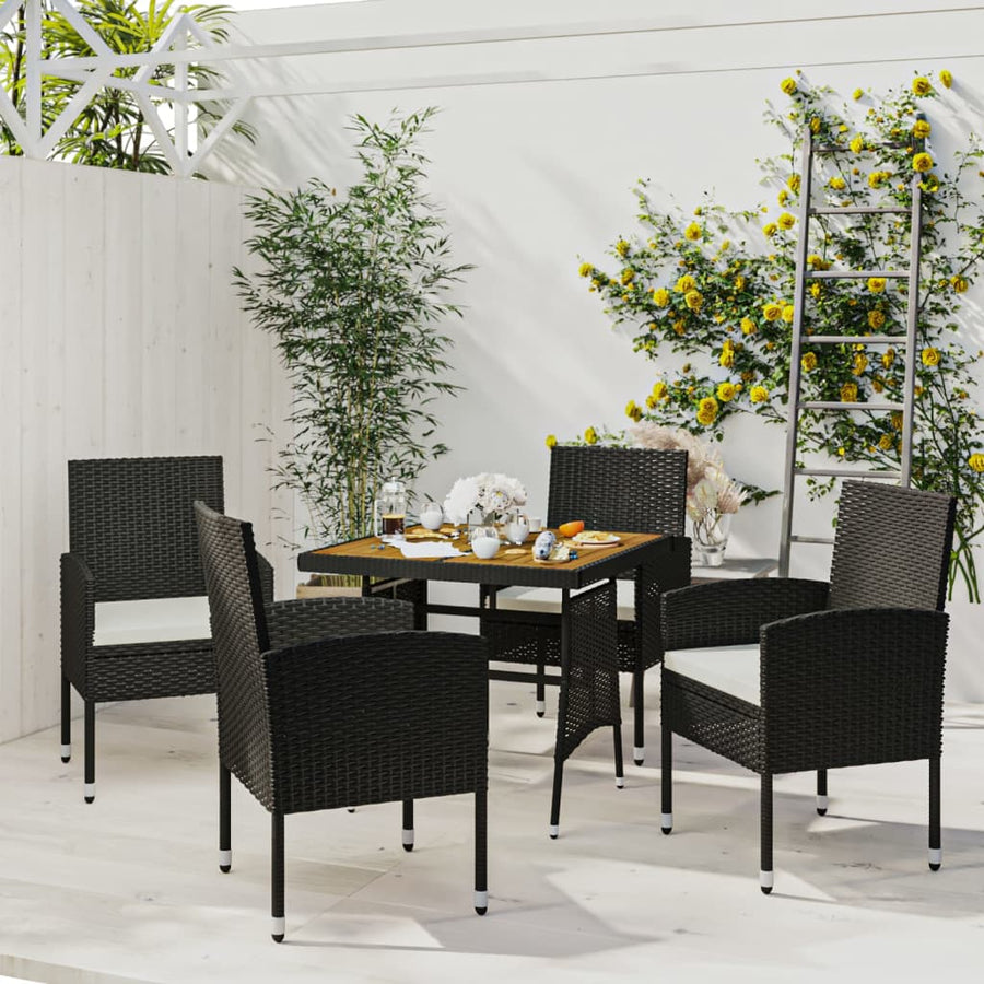 5-delige Tuinset poly rattan zwart - Griffin Retail