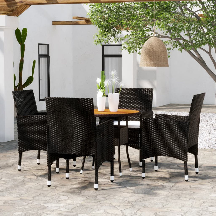 5-delige Tuinset poly rattan zwart - Griffin Retail