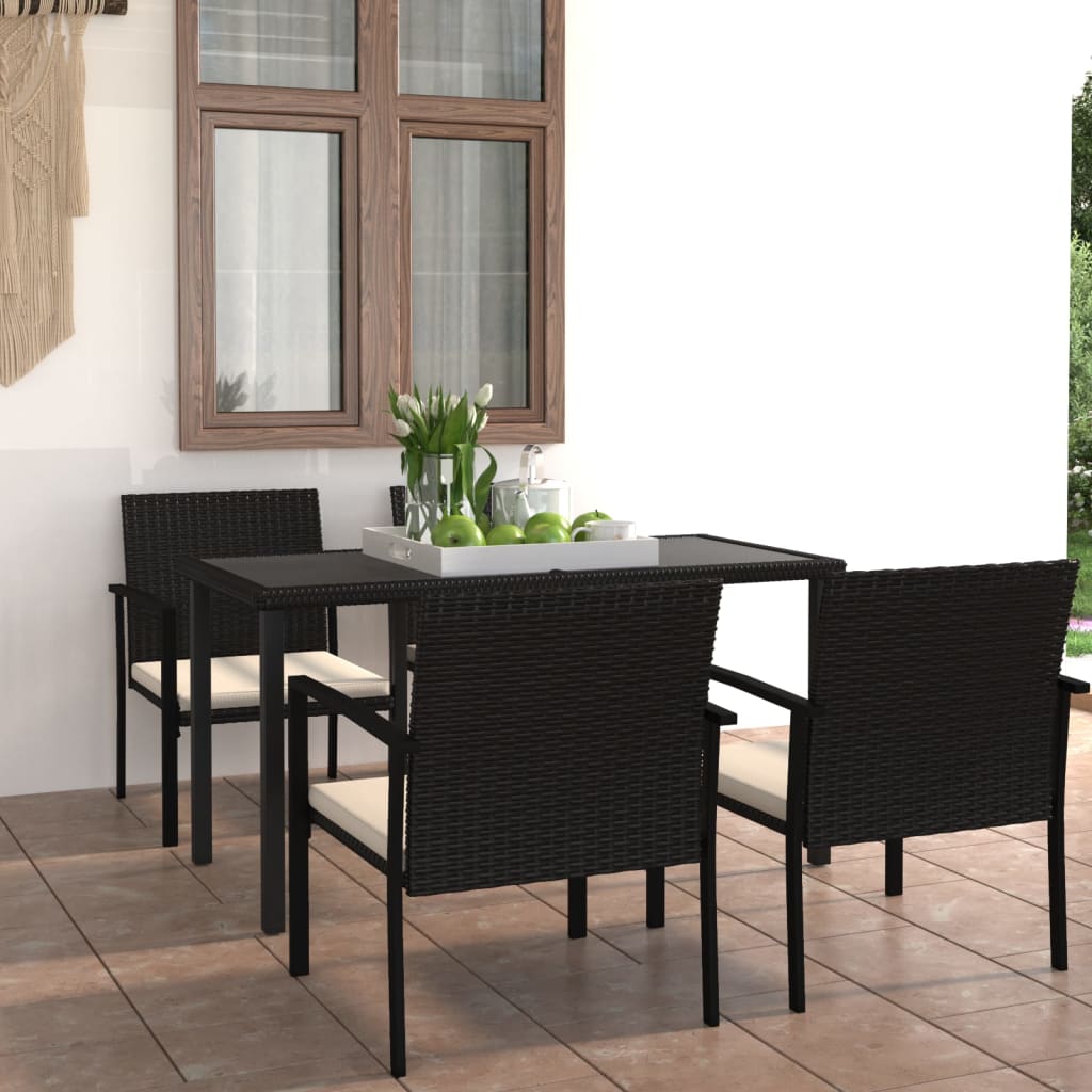 5-delige Tuinset poly rattan zwart - Griffin Retail